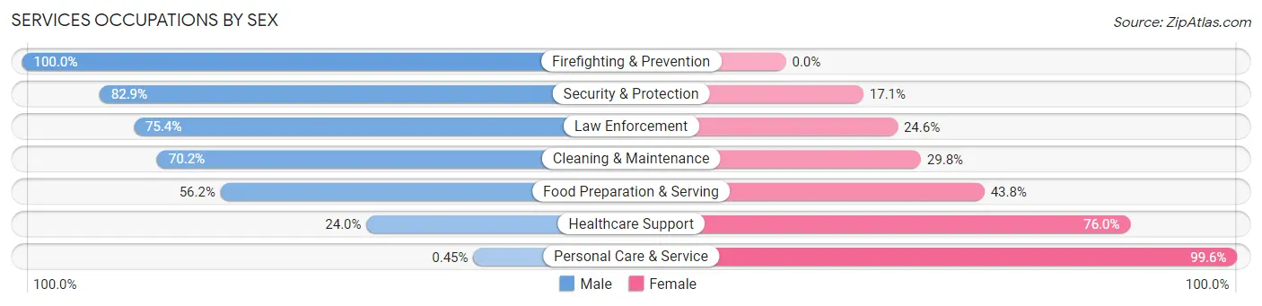 Services Occupations by Sex in Zip Code 29316