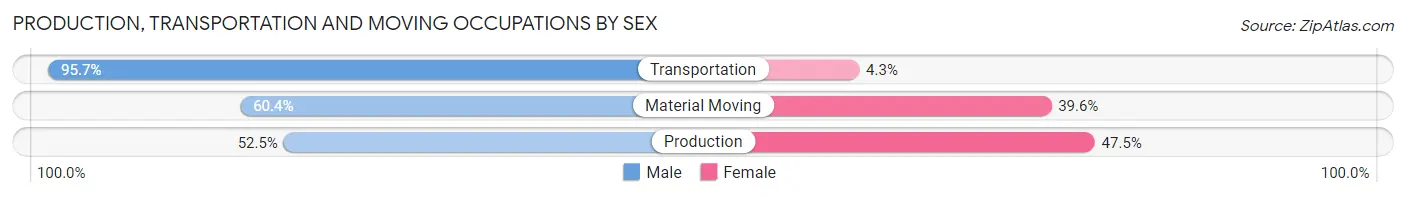 Production, Transportation and Moving Occupations by Sex in Zip Code 29322