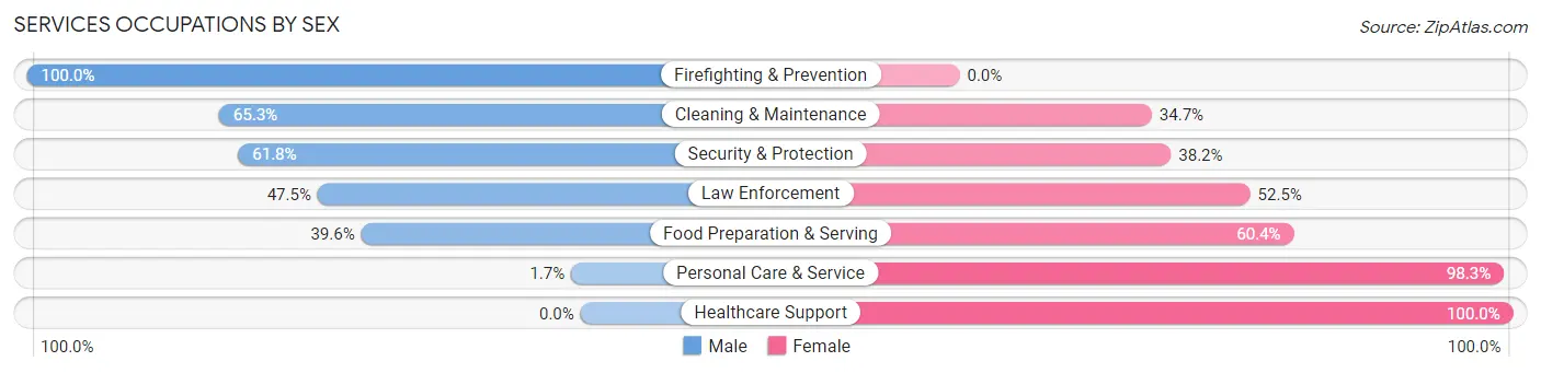 Services Occupations by Sex in Zip Code 29322