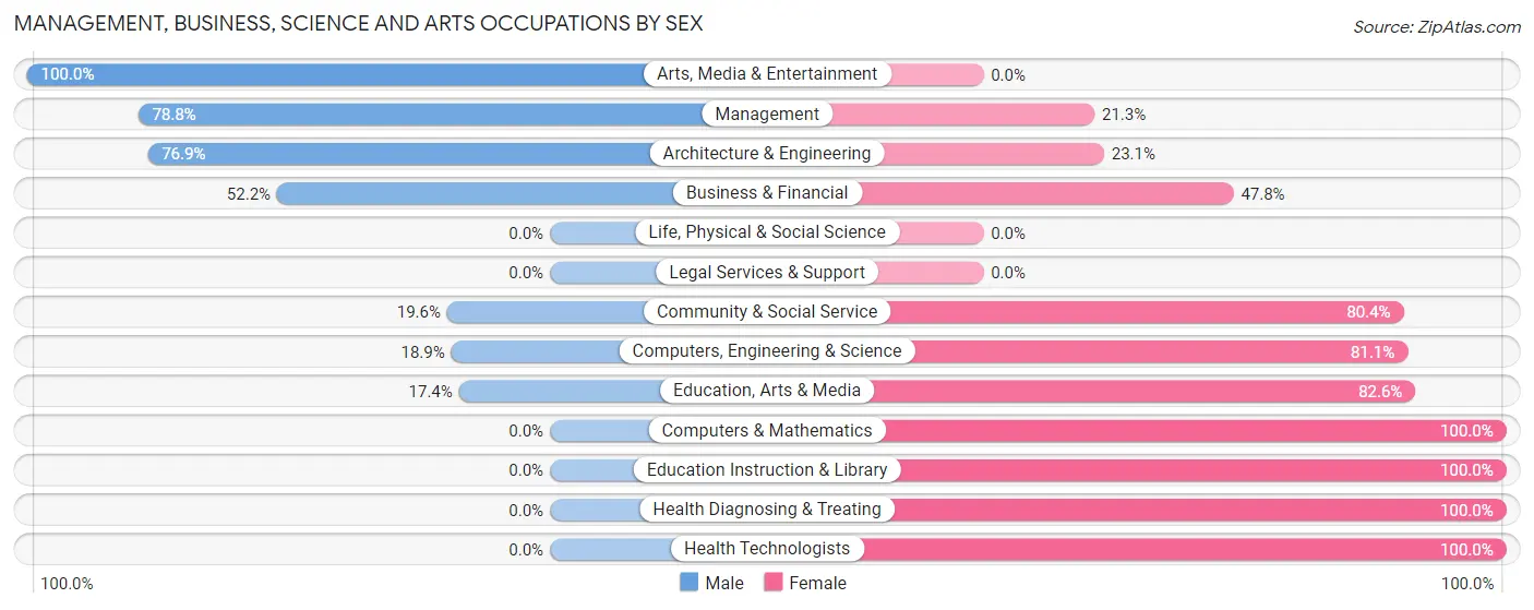 Management, Business, Science and Arts Occupations by Sex in Zip Code 29332