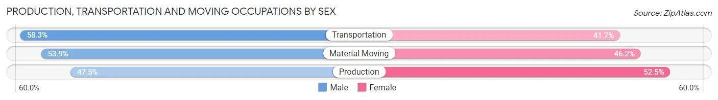 Production, Transportation and Moving Occupations by Sex in Zip Code 29332