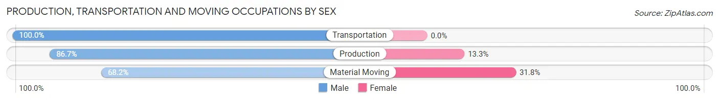 Production, Transportation and Moving Occupations by Sex in Zip Code 29364