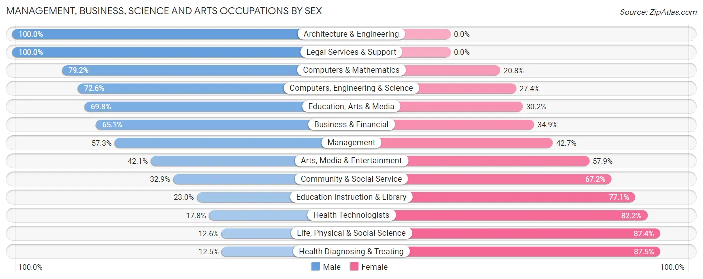 Management, Business, Science and Arts Occupations by Sex in Zip Code 29365