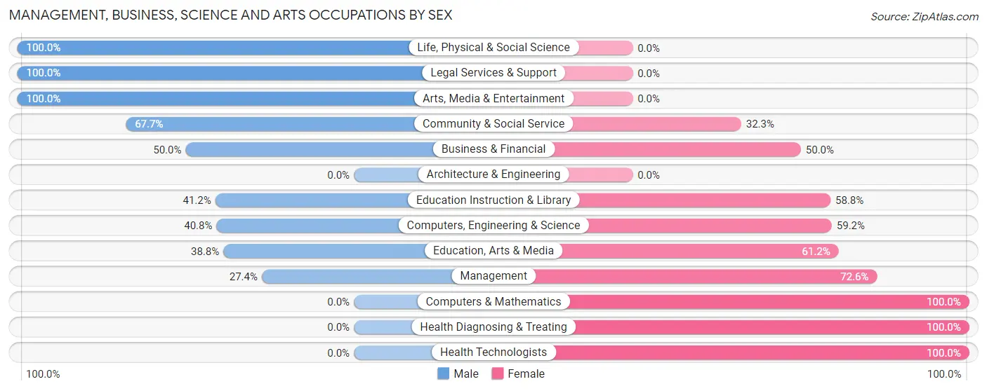 Management, Business, Science and Arts Occupations by Sex in Zip Code 29374