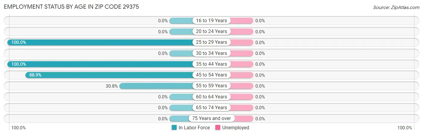 Employment Status by Age in Zip Code 29375