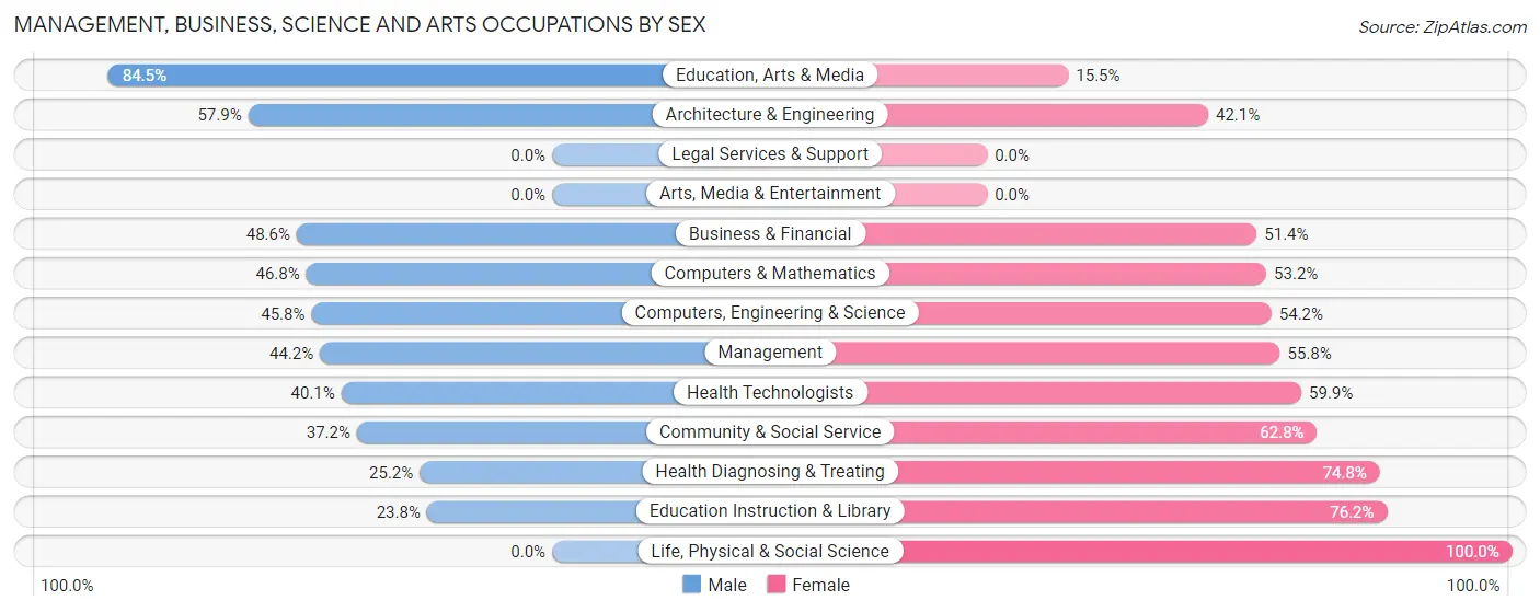 Management, Business, Science and Arts Occupations by Sex in Zip Code 29379