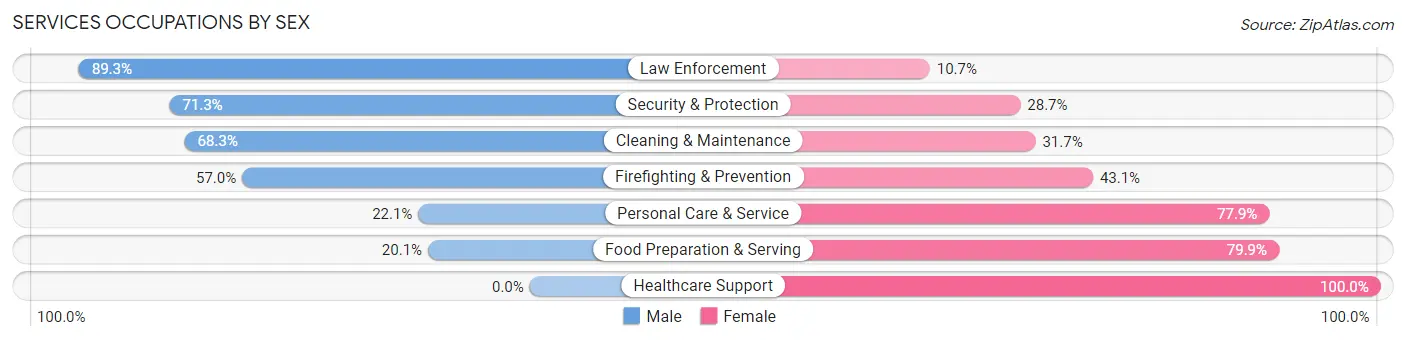 Services Occupations by Sex in Zip Code 29379