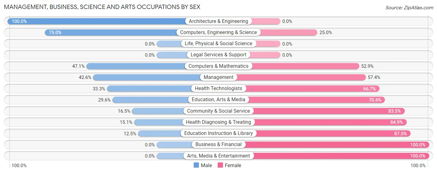 Management, Business, Science and Arts Occupations by Sex in Zip Code 29384