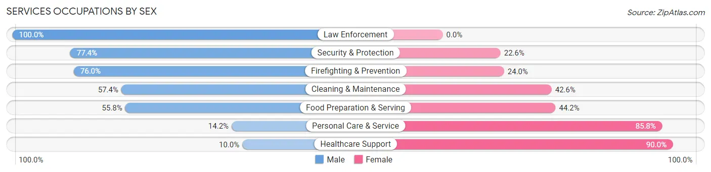Services Occupations by Sex in Zip Code 29388