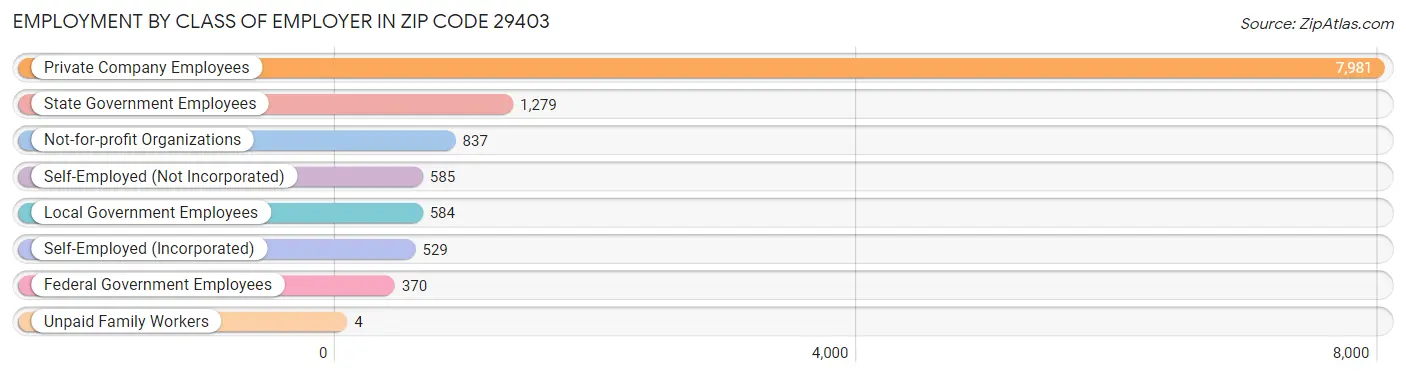 Employment by Class of Employer in Zip Code 29403