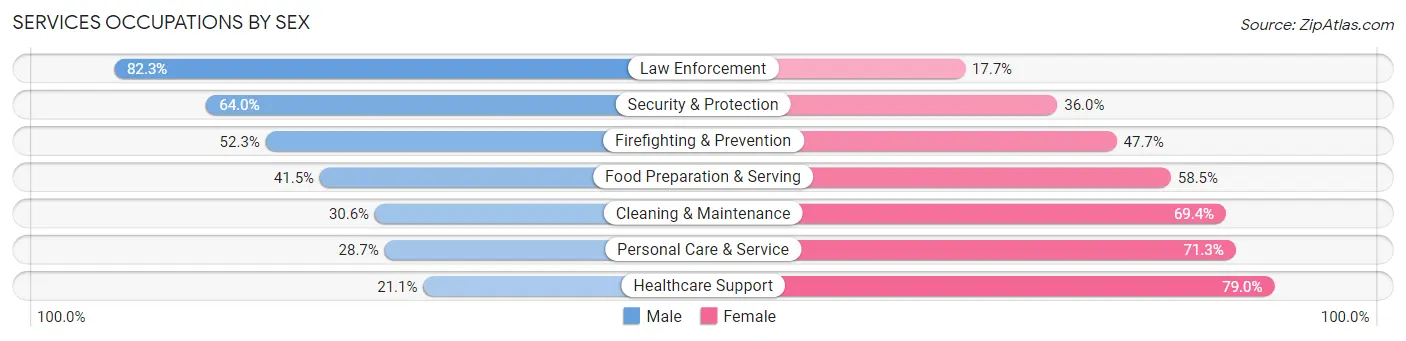 Services Occupations by Sex in Zip Code 29420