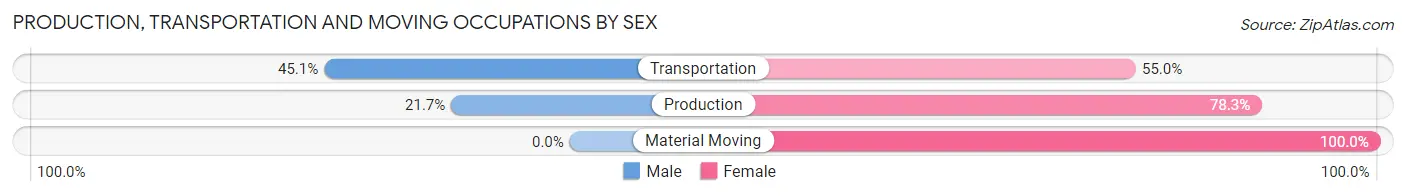 Production, Transportation and Moving Occupations by Sex in Zip Code 29426