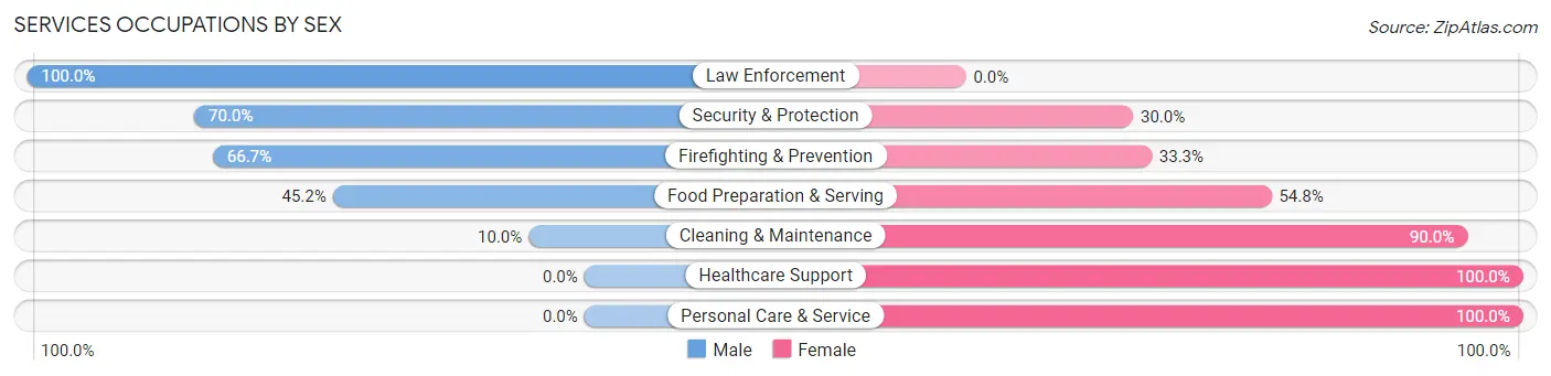 Services Occupations by Sex in Zip Code 29435