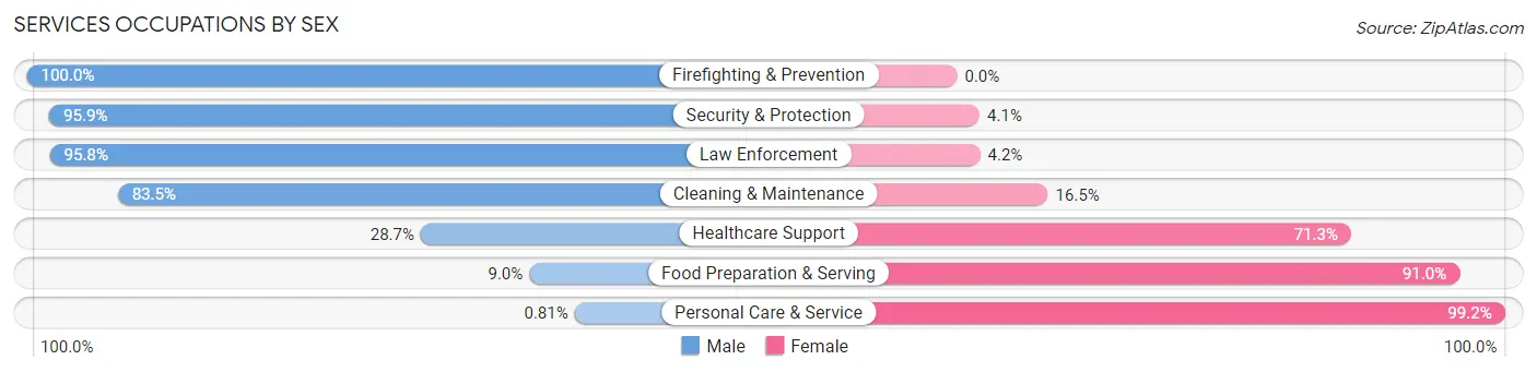 Services Occupations by Sex in Zip Code 29448