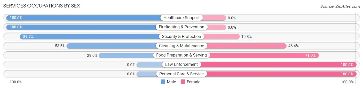 Services Occupations by Sex in Zip Code 29450