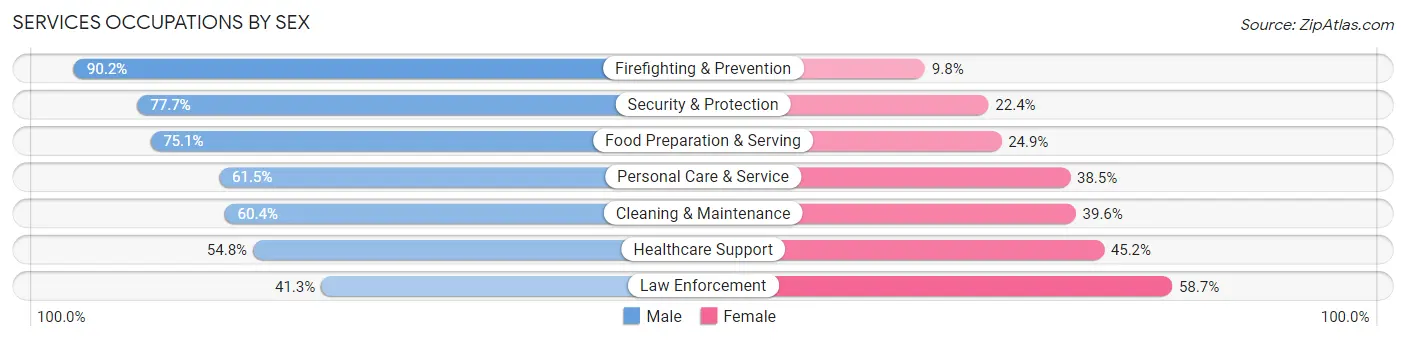 Services Occupations by Sex in Zip Code 29455