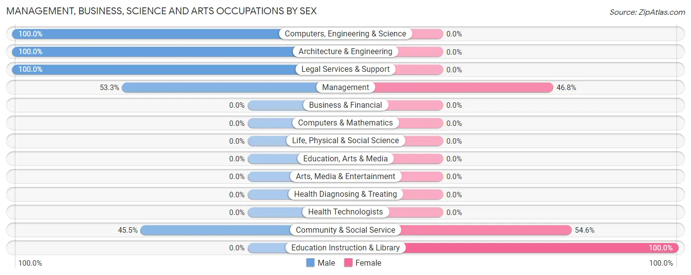 Management, Business, Science and Arts Occupations by Sex in Zip Code 29469