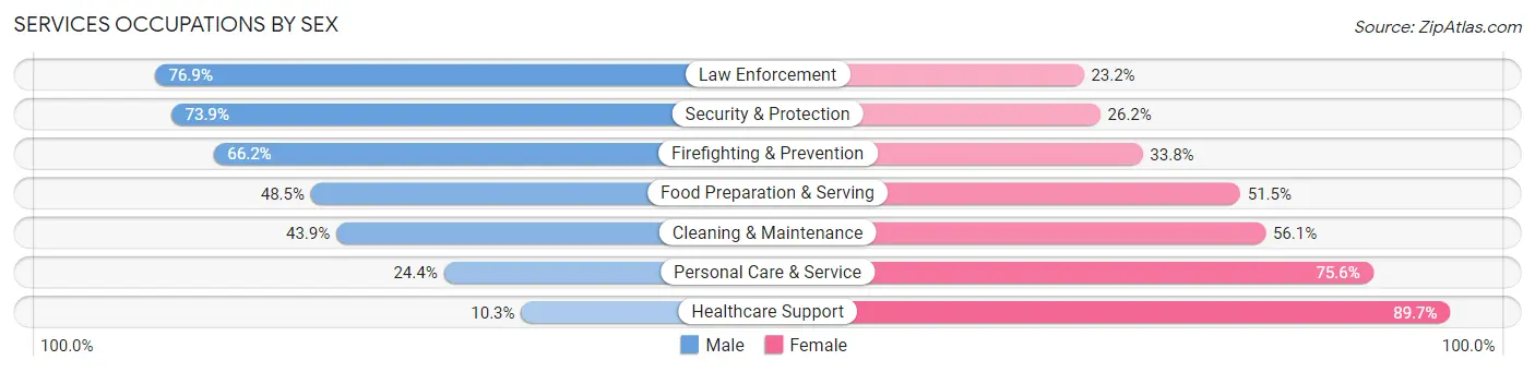 Services Occupations by Sex in Zip Code 29485