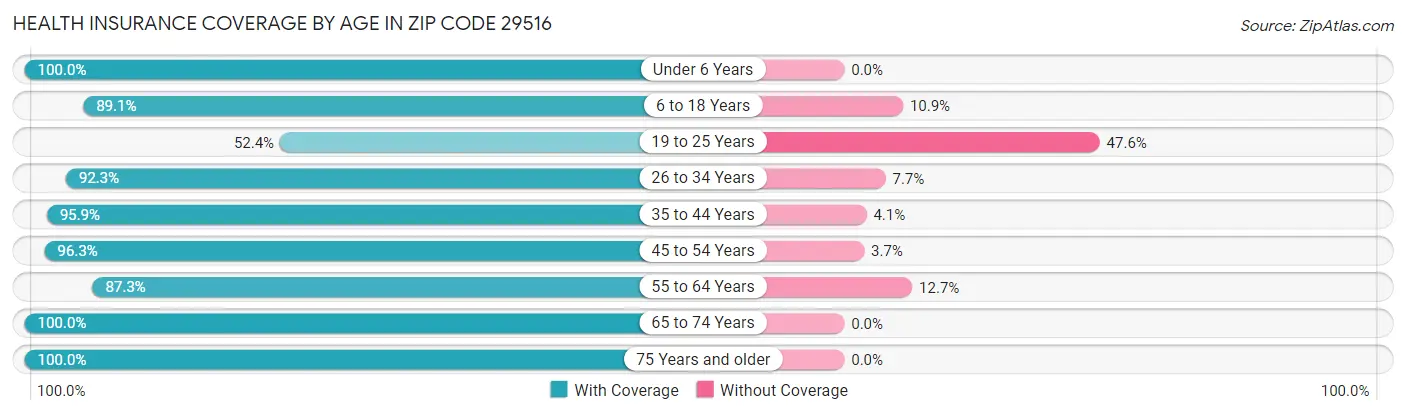Health Insurance Coverage by Age in Zip Code 29516