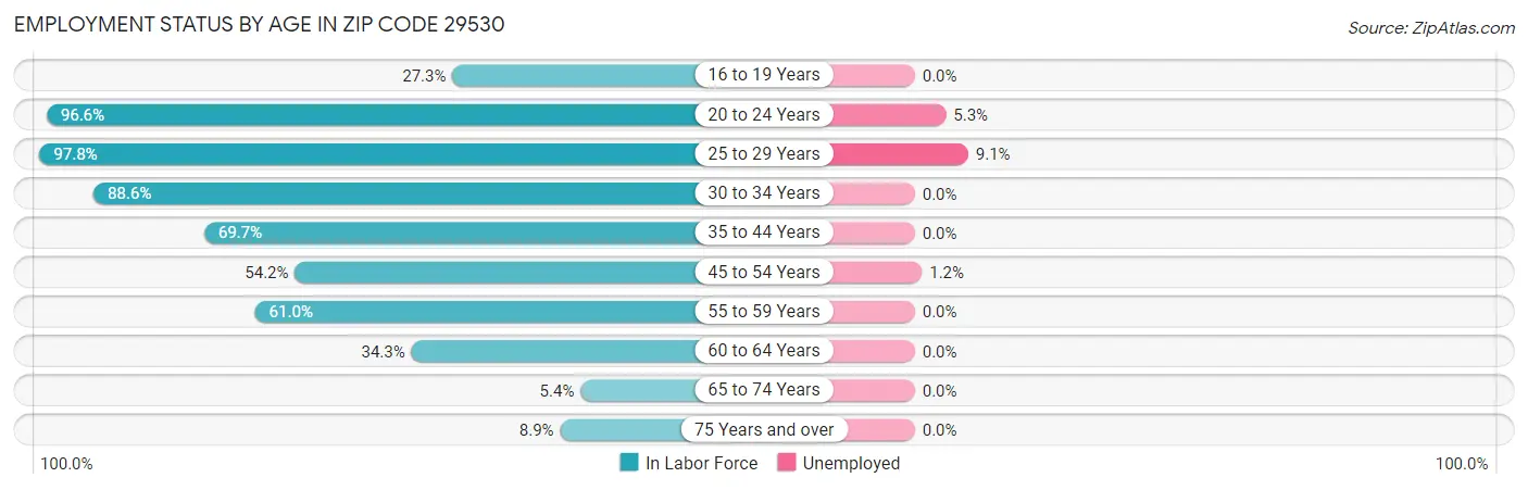 Employment Status by Age in Zip Code 29530