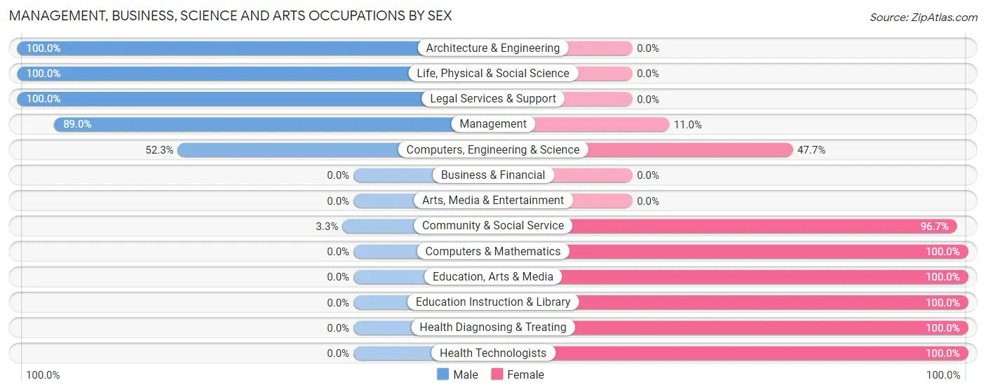 Management, Business, Science and Arts Occupations by Sex in Zip Code 29540