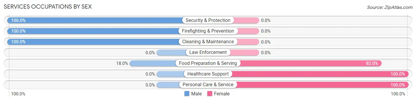Services Occupations by Sex in Zip Code 29540