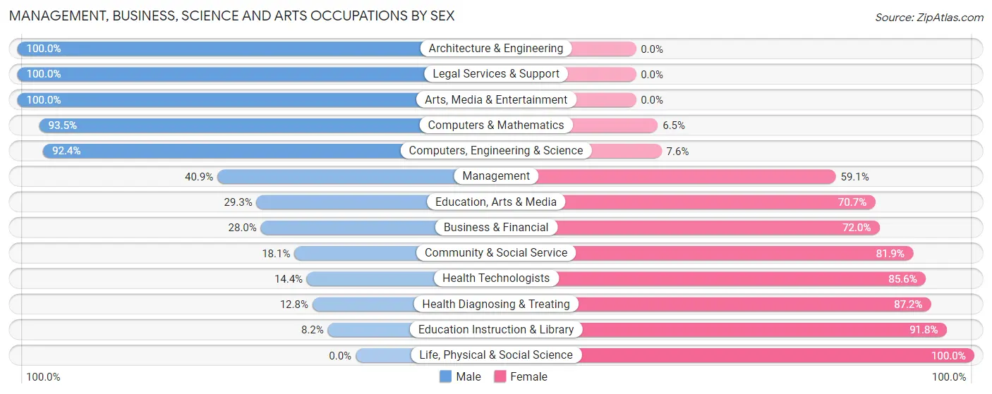 Management, Business, Science and Arts Occupations by Sex in Zip Code 29541