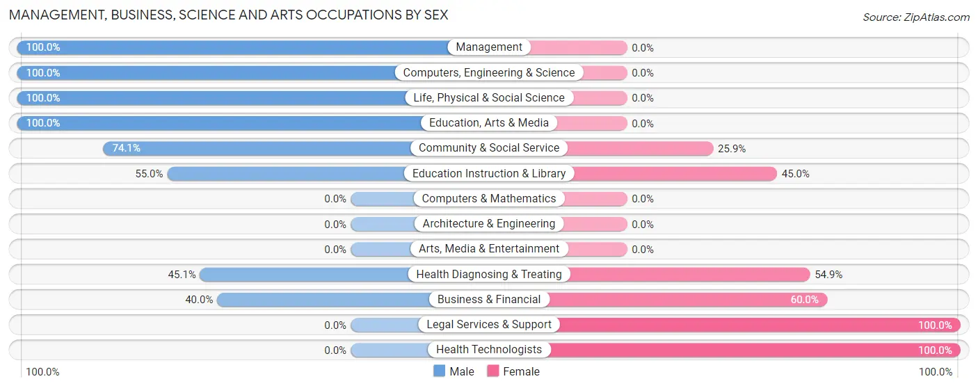 Management, Business, Science and Arts Occupations by Sex in Zip Code 29546