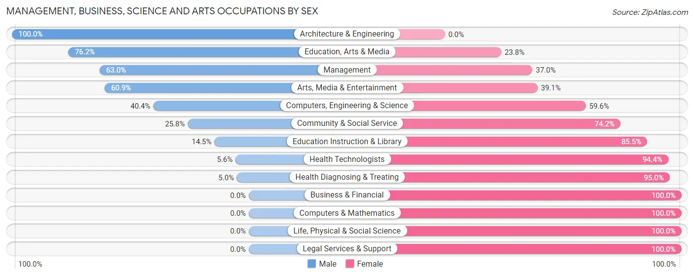 Management, Business, Science and Arts Occupations by Sex in Zip Code 29554