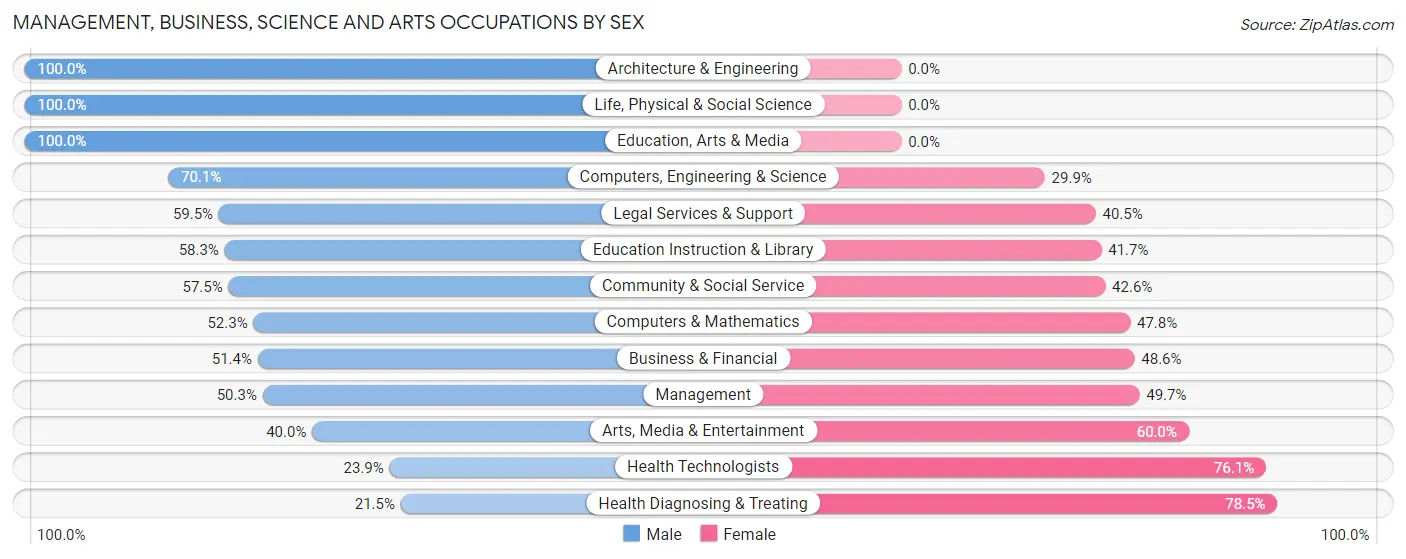 Management, Business, Science and Arts Occupations by Sex in Zip Code 29566