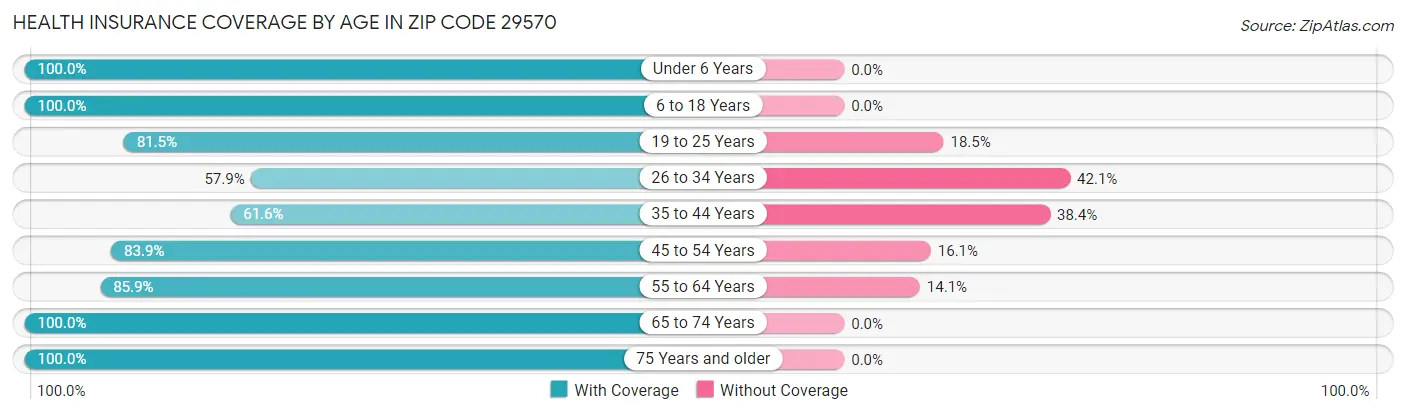 Health Insurance Coverage by Age in Zip Code 29570