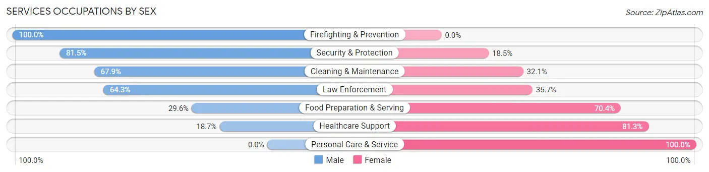 Services Occupations by Sex in Zip Code 29570