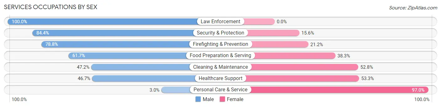 Services Occupations by Sex in Zip Code 29572