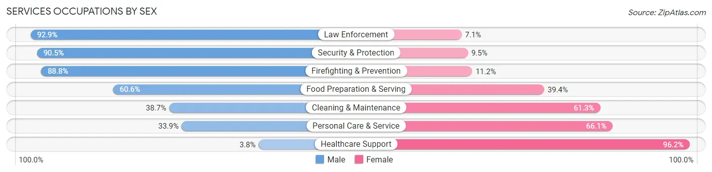 Services Occupations by Sex in Zip Code 29577