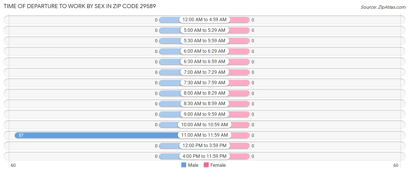 Time of Departure to Work by Sex in Zip Code 29589