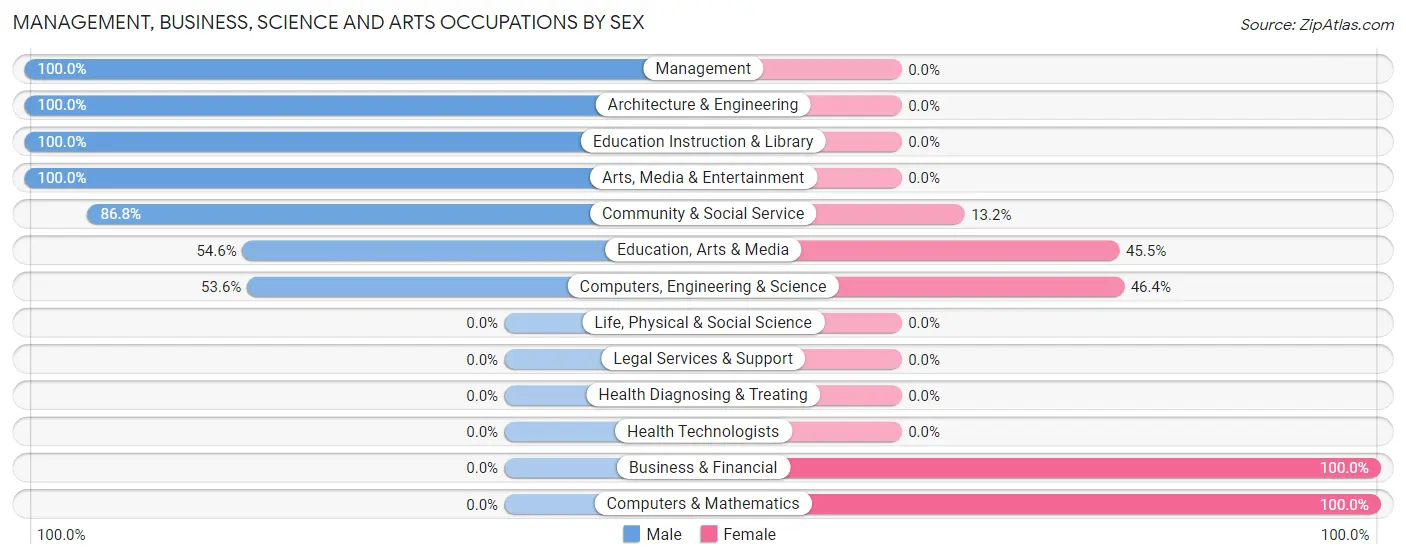 Management, Business, Science and Arts Occupations by Sex in Zip Code 29596