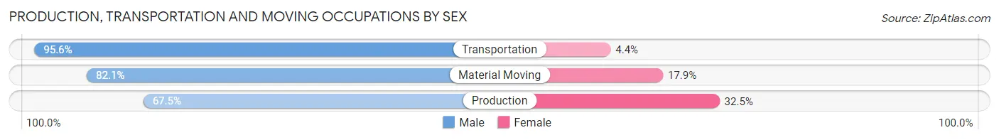 Production, Transportation and Moving Occupations by Sex in Zip Code 29611