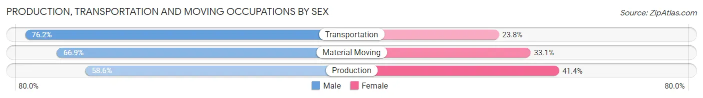 Production, Transportation and Moving Occupations by Sex in Zip Code 29621