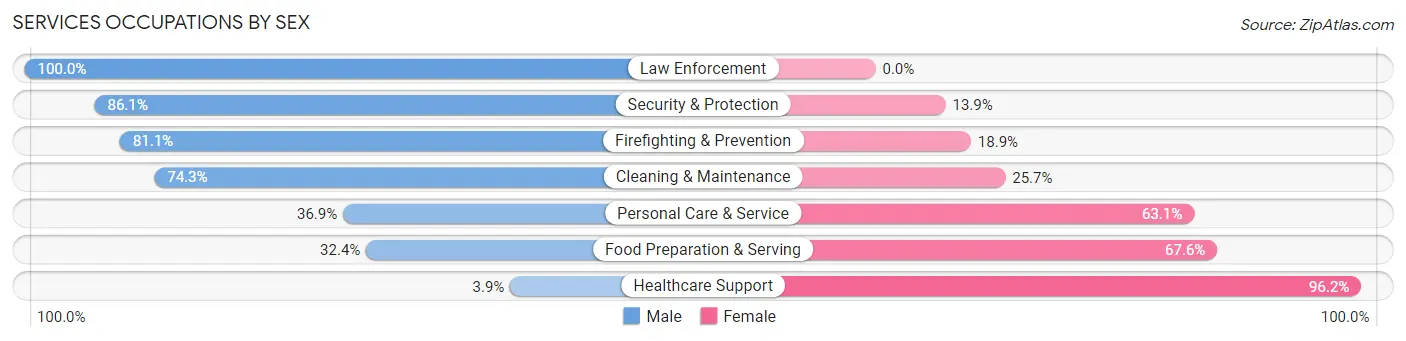 Services Occupations by Sex in Zip Code 29621