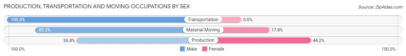 Production, Transportation and Moving Occupations by Sex in Zip Code 29628