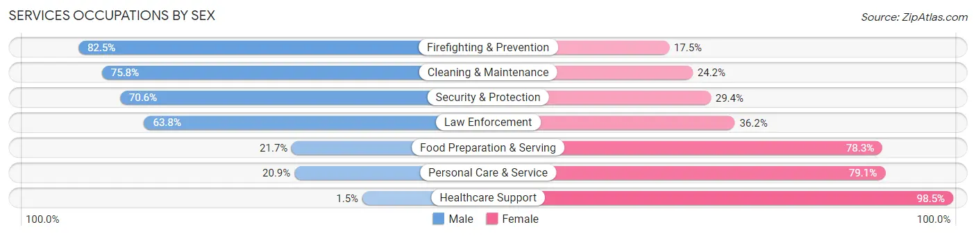 Services Occupations by Sex in Zip Code 29630
