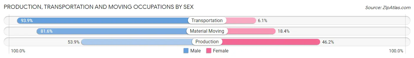 Production, Transportation and Moving Occupations by Sex in Zip Code 29649