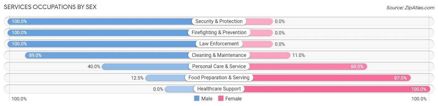 Services Occupations by Sex in Zip Code 29655