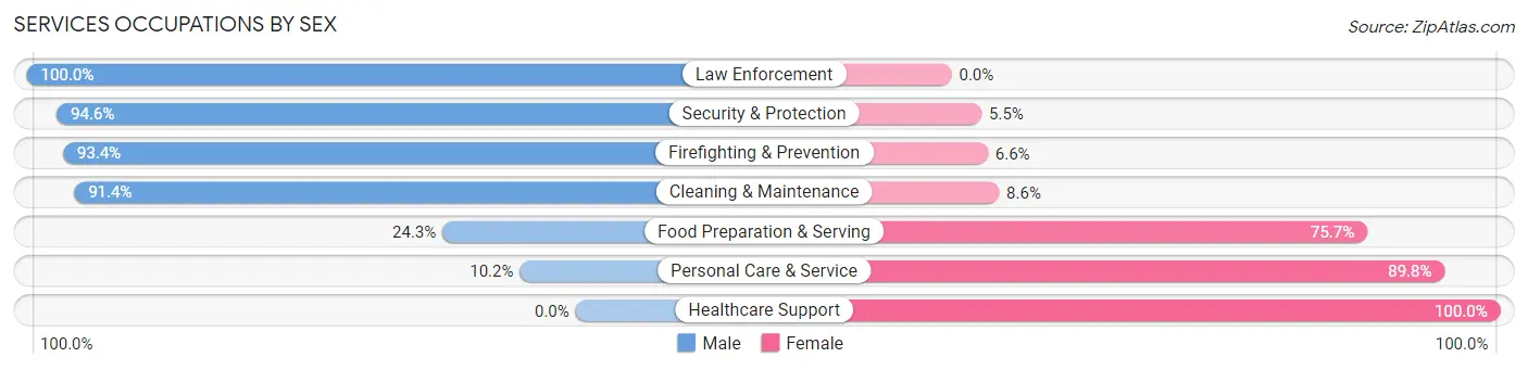 Services Occupations by Sex in Zip Code 29657