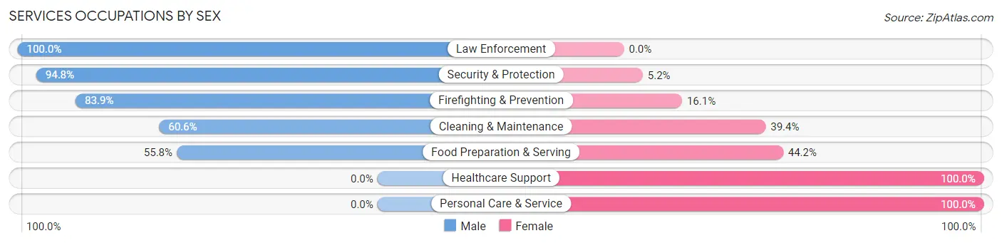 Services Occupations by Sex in Zip Code 29661
