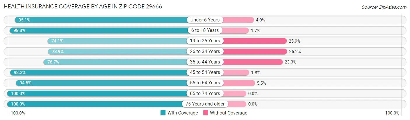 Health Insurance Coverage by Age in Zip Code 29666