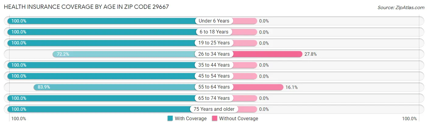 Health Insurance Coverage by Age in Zip Code 29667
