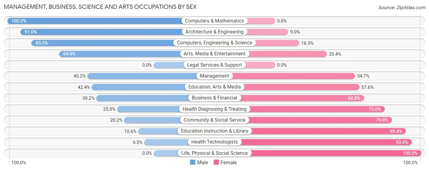 Management, Business, Science and Arts Occupations by Sex in Zip Code 29671