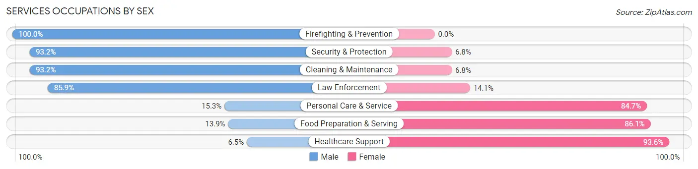 Services Occupations by Sex in Zip Code 29671