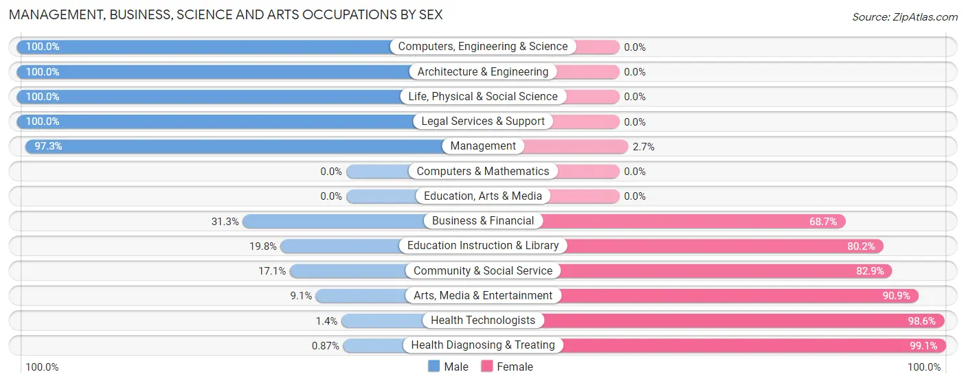 Management, Business, Science and Arts Occupations by Sex in Zip Code 29676